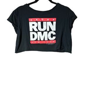 Run DMC Black Crop Top Sz Small